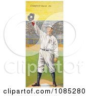 Poster, Art Print Of Vintage Baseball Card Of Sam Crawford Holding A Baseball In A Glove Over A Base
