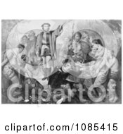 Christopher Columbus Surrounded By Indians Free Historical Stock Illustration by JVPD