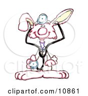 Cute White Doctor Bunny Holding Out A Stethoscope Clipart Illustration by Spanky Art