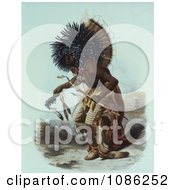 Hidatsa Indian Warrior Performing A Dog Dance Free Historical Stock Illustration