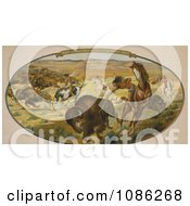 Poster, Art Print Of Native Americans Hunting Bison