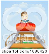 Poster, Art Print Of Terrified Boy Screaming On A Roller Coaster As It Heads Down