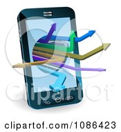 3d Smart Cell Phone With Arrows Emerging