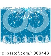 Clipart Ornate Glowing Flourishes Above Christmas Trees In The Snow Royalty Free Vector Illustration