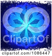 Poster, Art Print Of Glowing Blue Snowflake And Flare Background With Snow Grunge
