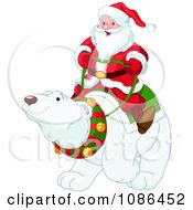 Poster, Art Print Of Santa Riding On A Friendly Christmas Polar Bear