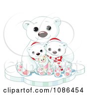Poster, Art Print Of Cute Christmas Polar Bear Family Huddled