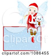 Poster, Art Print Of Christmas Fairy Sitting With A Polar Bear On A Snowy Sign