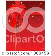Poster, Art Print Of Red Sparkly Christmas Gift Bow And Ribbon Background