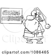 Poster, Art Print Of Outlined Santa Holding A Christmas Countdown Sign