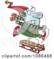 Poster, Art Print Of Christmas Elf Losing Control Of A Sled