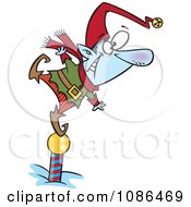 Christmas Elf Standing On A Pole And Keeping A Look Out