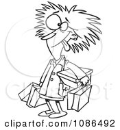 Poster, Art Print Of Outlined Frazzled Black Friday Shopper Woman