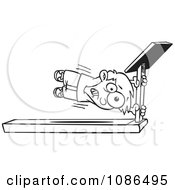 Poster, Art Print Of Outlined Boy Holding Onto A Treadmill Bar
