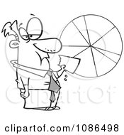 Clipart Outlined Businessman Eating A Pie Chart Royalty Free Vector Illustration
