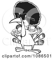 Clipart Outlined Jive Turkey Bird With An Afro Royalty Free Vector Illustration