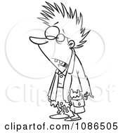 Clipart Outlined Frazzled Woman Survived After Black Friday Shopping Royalty Free Vector Illustration