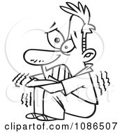 Clipart Outlined Scared Man Shaking Royalty Free Vector Illustration