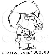 Clipart Outlined Potty Mouth Girl With A Clip Over Her Lips Royalty Free Vector Illustration