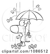 Poster, Art Print Of Outlined Dog Under An Umbrella In Bone Rain