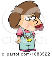 Clipart Potty Mouth Girl With A Clip Over Her Lips Royalty Free Vector Illustration by toonaday