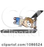 Clipart Boy Holding Onto A Treadmill Bar Royalty Free Vector Illustration