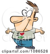 Clipart Happy Man Wearing An I Love Pickles Shirt Royalty Free Vector Illustration