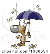 Poster, Art Print Of Dog Under An Umbrella In Bone Rain