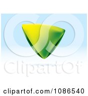 Clipart 3d Green Floating Triangle On Blue Royalty Free Vector Illustration