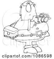 Poster, Art Print Of Outlined Santa Holding A Camera