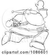 Clipart Outlined Santa Running Royalty Free Vector Illustration