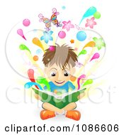 Clipart Boy Reading A Book As It Comes To Life Royalty Free Vector Illustration