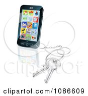 Poster, Art Print Of 3d Touch Screem Smart Cell Phone With A Key Ring