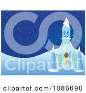 Clipart Christmas Church On A Snowy Night Royalty Free Vector Illustration