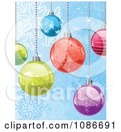 Poster, Art Print Of Blue Snowflake Background Of Christmas Baubles