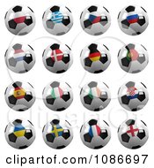 3d Soccer Championship Of 2012 Balls With Flags