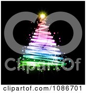 Poster, Art Print Of Rainbow Spiral Christmas Tree Over Black