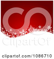 Poster, Art Print Of Red And White Wave Snowflake Christmas Background