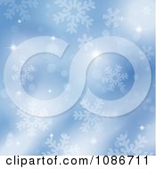 Poster, Art Print Of Blue Sparkly Snowflake Christmas Background