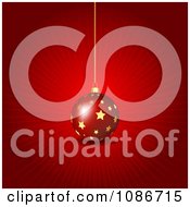 Poster, Art Print Of 3d Red Ray And Star Christmas Bauble Background