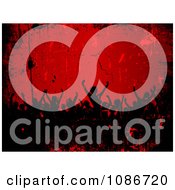 Clipart Silhouetted Audience Of Fans In Red And Black Grunge Royalty Free Vector Illustration