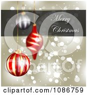Poster, Art Print Of 3d Gold Merry Christmas Sparkle Background With Ornaments