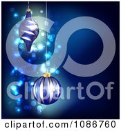 Poster, Art Print Of 3d Blue Sparkle Christmas Background With Ornaments