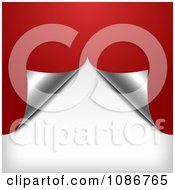 Poster, Art Print Of Red Silver And Shite Splitting Wrapping Paper Christmas Background