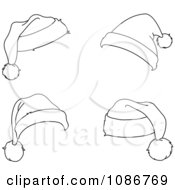 Poster, Art Print Of Four Outlined Santa Hats