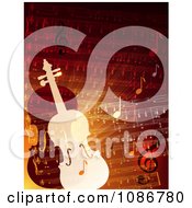 Poster, Art Print Of Orange And Red Sheet Music And Violins