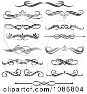 Clipart Black And White Ornate Rule And Border Design Elements 1 Royalty Free Vector Illustration