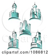 Poster, Art Print Of Blue City Skyscraper Buildings