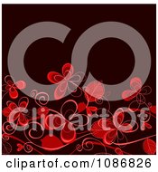Clipart Background Of Red Flowers On Black Royalty Free Vector Illustration
