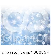 Clipart 3d Falling Snowflakes Over Blue Background Royalty Free CGI Illustration